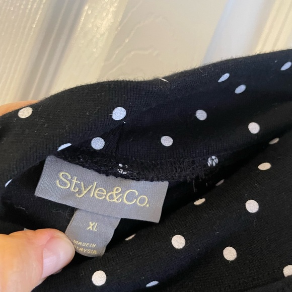 Style & Co. Black and White Polka Dot Long Sleeve Top - Picture 6 of 10